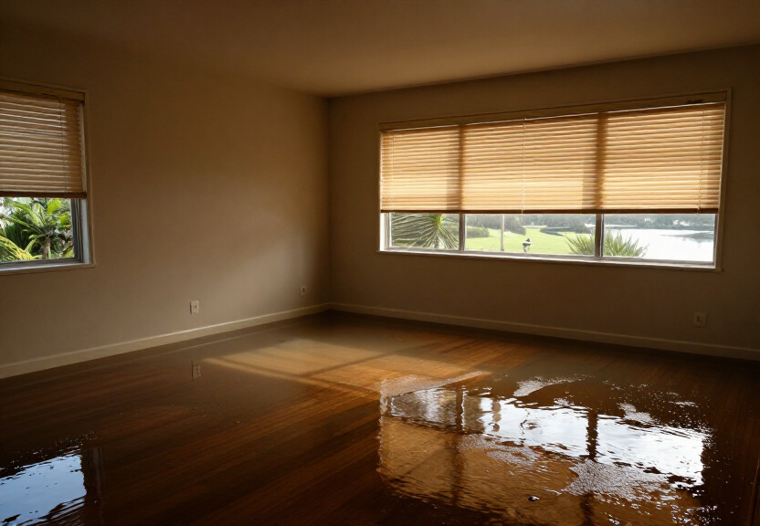 Water-damaged commercial office in Minto Heights before cleanup
